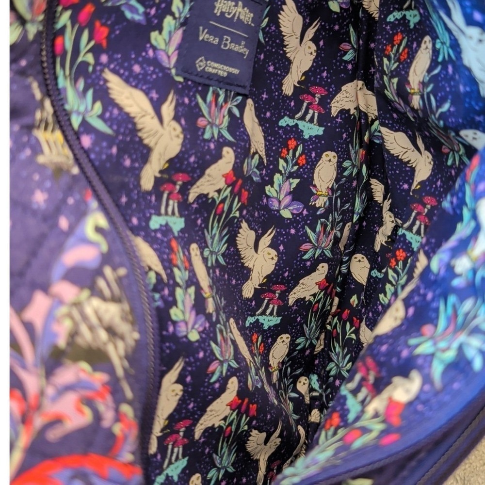 Vera Bradley Harry Potter Forbidden Forest Sling Backpack Quilted Purple Bag - Picture 10 of 11
